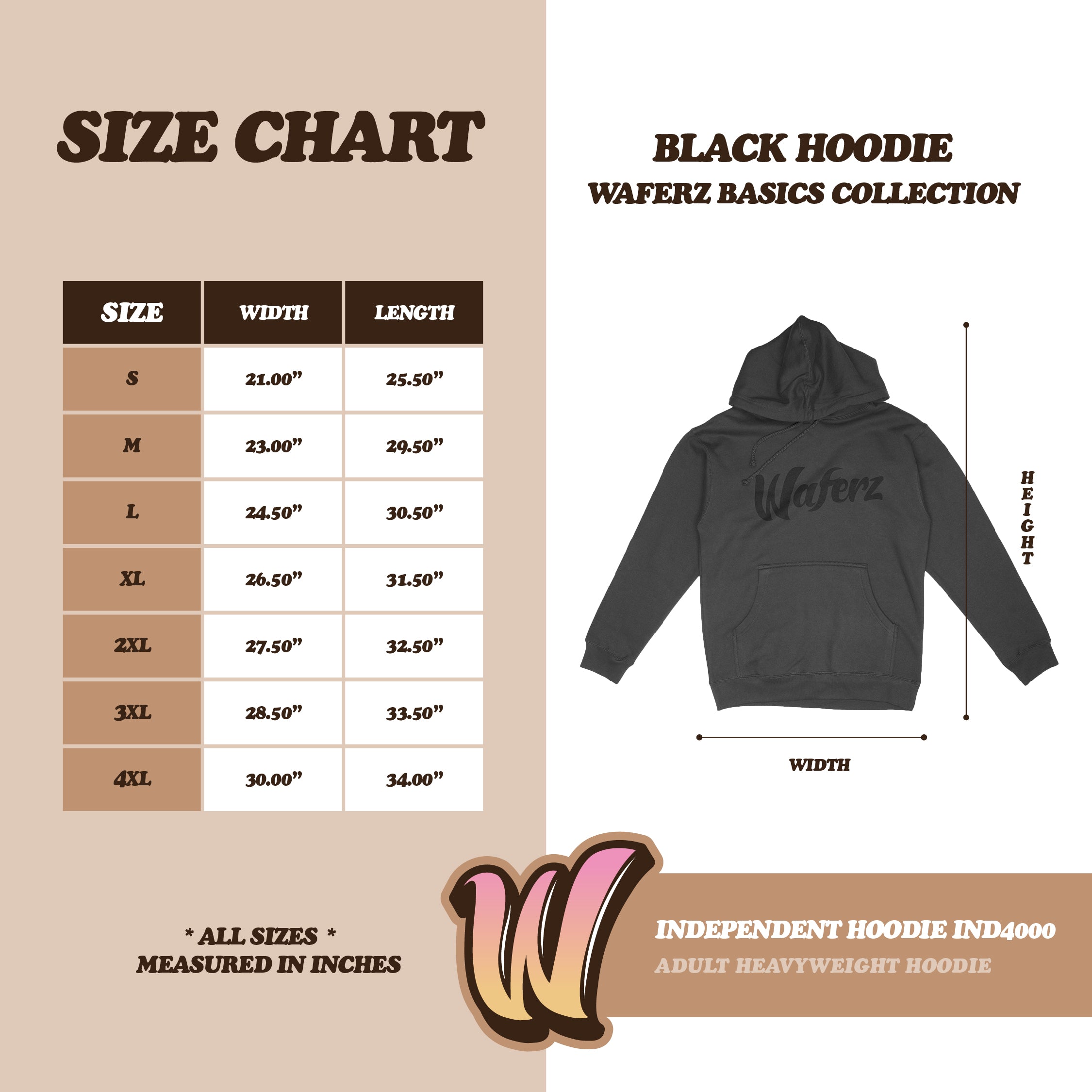 Waferz Basics: Black Logo Hoodie